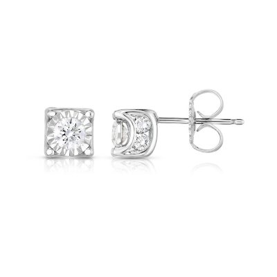 0.95 Ct. T.W. Diamond Earrings in 14K White Gold