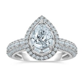 1.95 CT. T.W. Pear Cut Halo Diamond Ring in 14K Gold