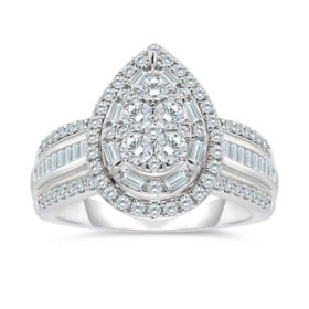 0.95 CT. T.W. Pear Shaped Diamond Ring in 14K White Gold