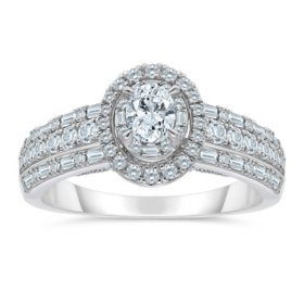 0.95 CT. T.W. Oval Cut Halo Diamond Ring in 14K Gold