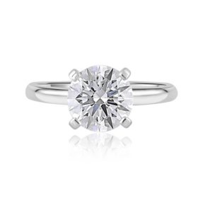 Lab Created Diamond Round Cut Solitaire Ring in 18K White Gold