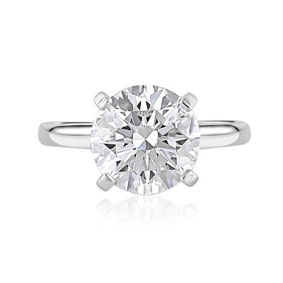 Lab Created Diamond Round Cut Solitaire Ring In 18K White Gold - 5 CT. T.W. 7.5:- 18K White Gold, 5.00 CT. T.W., 7.5
