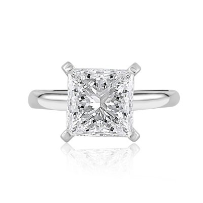 Lab Created Princess Cut Solitaire Diamond Ring in 14K White Gold:- 14K White Gold, 4.00 CT. T.W., 5