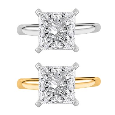Lab Created Diamond Princess Cut Solitaire Ring In 18K White Gold - 4.00 CT. T. W. 6.5:- White Gold, 4.00 CT. T.W., 6.5