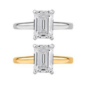 Lab Created Emerald Cut Solitaire Diamond Ring in 18K Gold