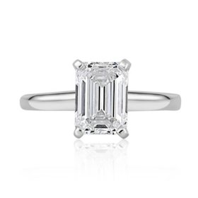 Lab Created Diamond Emerald Cut Solitaire Ring in 18K White Gold