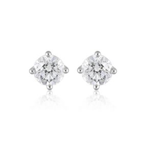 Lab Created Diamond Round Cut Stud Earring In 18K White Gold