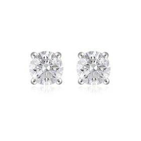 Lab Created Diamond Round Cut Stud Earring In 18K White Gold