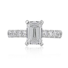 Lab Created Diamond Emerald Cut Ring in 18K White Gold