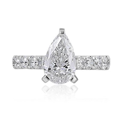 Lab Created Pear Cut Diamond Ring in 18K White Gold - Sam's Club