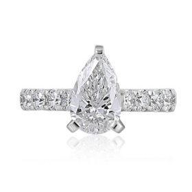 Lab Created Diamond Pear Cut Ring in 18K White Gold