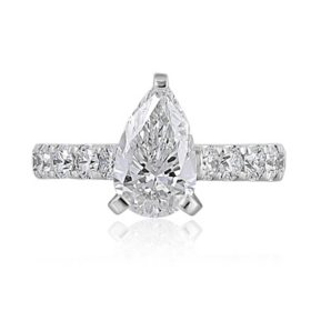 Lab Created Pear Cut Diamond Ring in 18K Gold