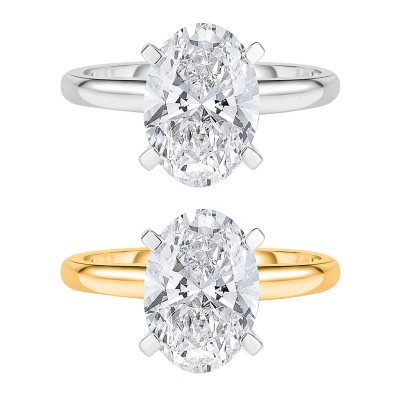 Lab Created Diamond Oval Cut Solitaire Ring:- Yellow Gold, 3.00 CT. T.W., 8.5