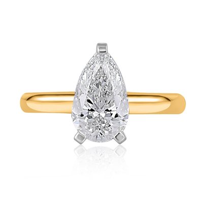 Lab Created Pear Cut Solitaire Diamond Ring- 14K Yellow Gold, 2.00 CT. T.W., 8.5:- 14K Yellow Gold, 2.00 CT. T.W., 8.5