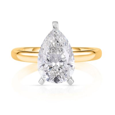 Lab Created Pear Cut Solitaire Diamond Ring- 14K Yellow Gold, 3.00 CT. T.W., 9:- 14K Yellow Gold, 3.00 CT. T.W., 9