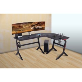 L Shaped Gaming Desk For 3 Monitors 69 X 55 Sam S Club