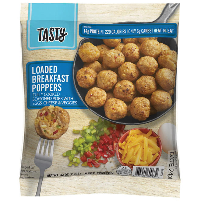 Tasty Loaded Breakfast Poppers With Pork, Egg, Cheese and Veggies, Frozen (32 oz.)