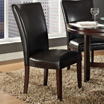 Harding Leather Parsons Chair Dark Brown 2pk