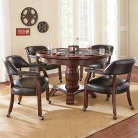 Talley Dining Table with Poker Game Top and 4 Chairs (Assorted Colors)