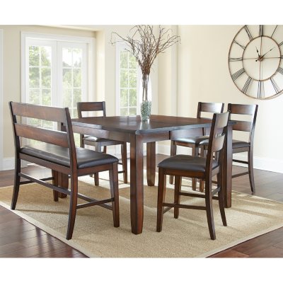 Wescott Counter-Height Table, Bench and Chairs 6-Piece Dining Set - Sam's  Club