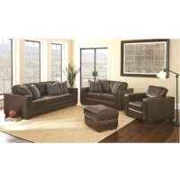 Ravello Full-Grain Leather Sofa, Loveseat, Chair and Ottoman Set