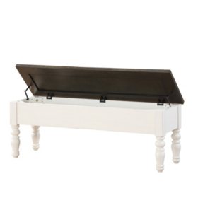 Jaiden Two-Tone Farmhouse Style Storage Bench