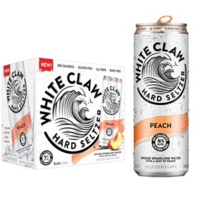 White Claw Peach Hard Seltzer, 12 fl. oz. can, 6 pk.