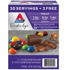 Atkins Endulge Variety Pack, Peanut Candies and Milk Chocolate Caramel Squares (44 ct.)