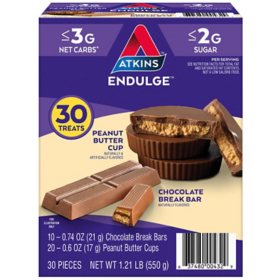 Atkins Endulge Peanut Butter Cup Chocolate Break Bar Variety Pack 30 ct.