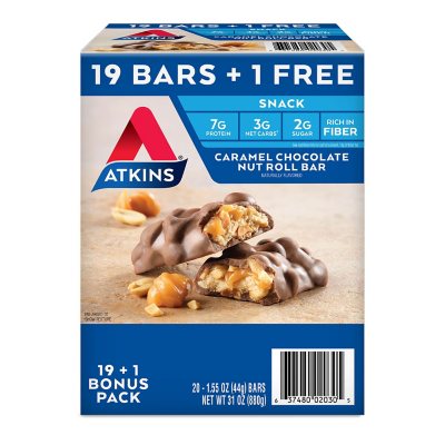 Atkins Snack Bar Caramel Chocolate Nut Roll Keto Friendly 20 Ct Sam S Club