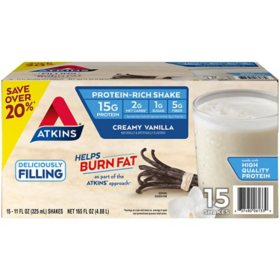 Atkins 15g Keto Protein Shake, Creamy Vanilla 11 fl. oz., 15 pk.