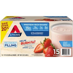 Atkins 15g Keto Protein Shake, Strawberry 11 fl. oz.,15 pk.
