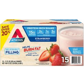 Atkins 15g Keto Protein Shake, Strawberry 11 fl. oz. 15 pk.