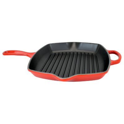 Le Creuset Signature Square Skillet Grill 10.25 Inch: Cerise:- Cerise, 10.25 Inch
