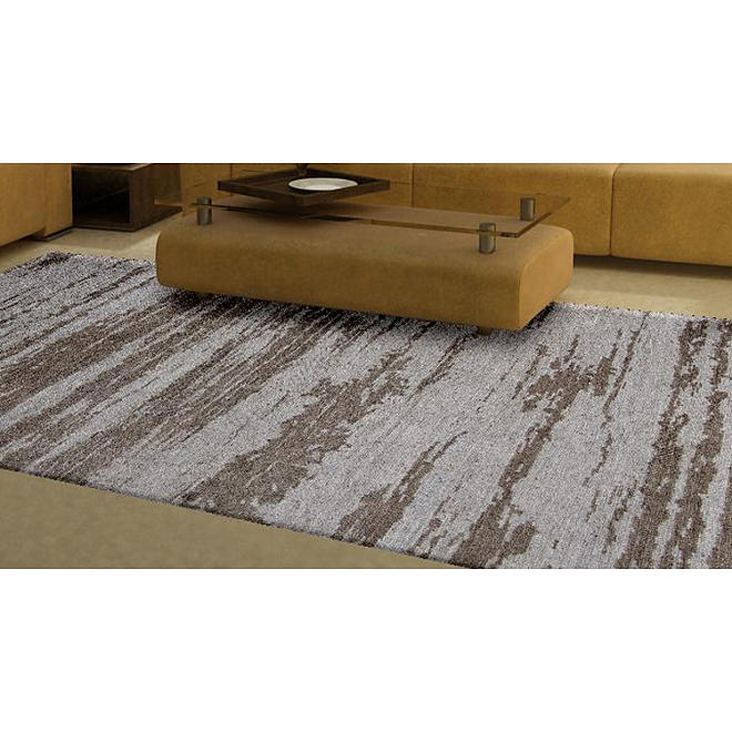 Hand-Knotted 8' x 10' Area Rug, Blue Beige Grey