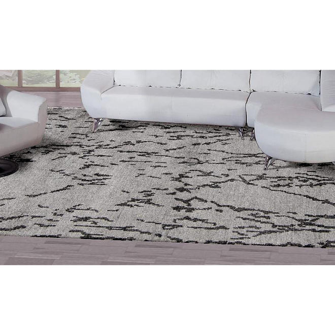 Hand-Knotted 10' x 14' Area Rug, Blue Beige Grey