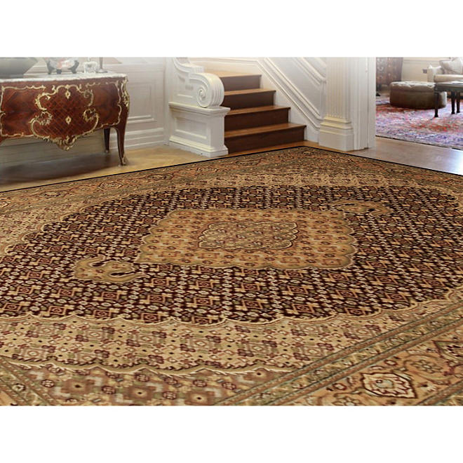 Traditional Hand-Knotted 5' x 7' Area Rug, Brown Beige