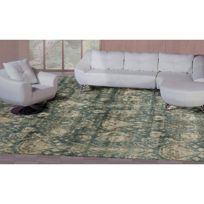 Hand Knotted 9 X 12 Area Rug Green