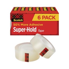 Super-Hold Tape Refill, 1" Core, 0.75" x 27.77 yds, Transparent, 6 Pack