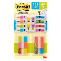 Post-it Flags & Tabs Combo Club Pack, Assorted Colors and Sizes, 306 Flags, 60 Tabs