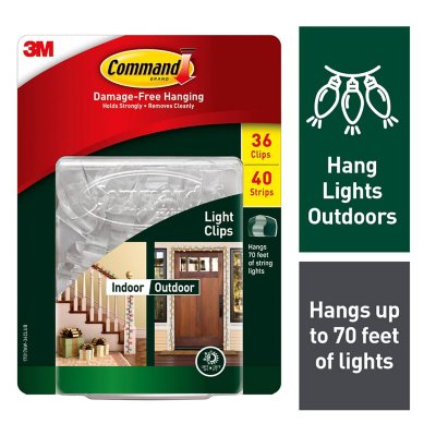  Command Outdoor Light Clips, Damage Free Hanging Outdoor Light  Clips with Adhesive Strips, No Tools Wall Clips for Hanging Outdoor Lights  and Cables, 16 Clear Clips and 20 Command Strips (Pack
