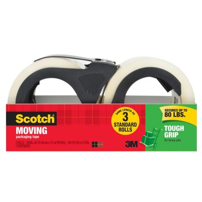Scotch Tough Grip Moving Packaging Tape Dispenser, 1.88" x 82 yd, 2