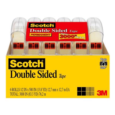 Pack of 6 Clear 1 ea 1/2 In X 250 Inches Scotch Double-Sided Tape 
