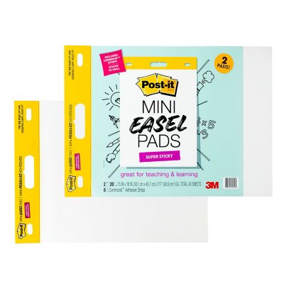 Post-it Super Sticky Mini Easel Pad, 15 x 18 Inches, 20 Sheets/Pad, 6 Pads, White Premium Self Stick Flip Chart Paper, Great for Virtual Teachers