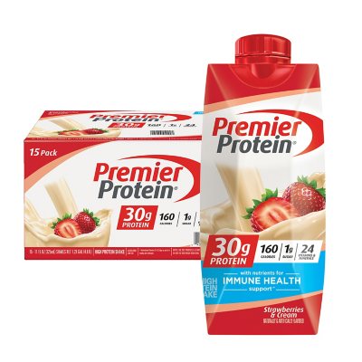  Members Mark Protein Shake, Variety Pack of Chocolate, Vanilla,  Caramel, Cafe Latte, Strawberries, 30g Protein, 1g Sugar, 25 Vitamins &  Minerals, Nutrients to Support Immune Health