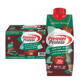 Premier Protein 30g High Protein Shake, Winter Mint Chocolate 11 fl. oz., 15 pk.