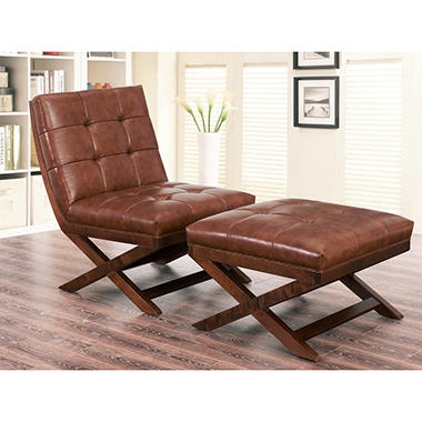 Tribeca Leather Chair and Ottoman