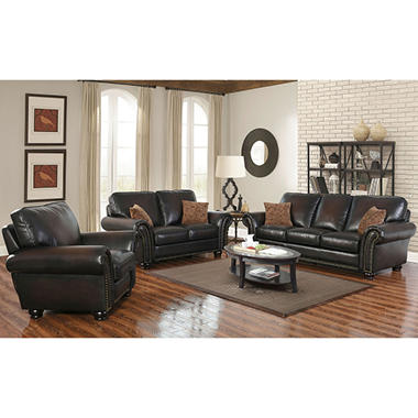 Melrose 3 Piece Leather Sofa Set