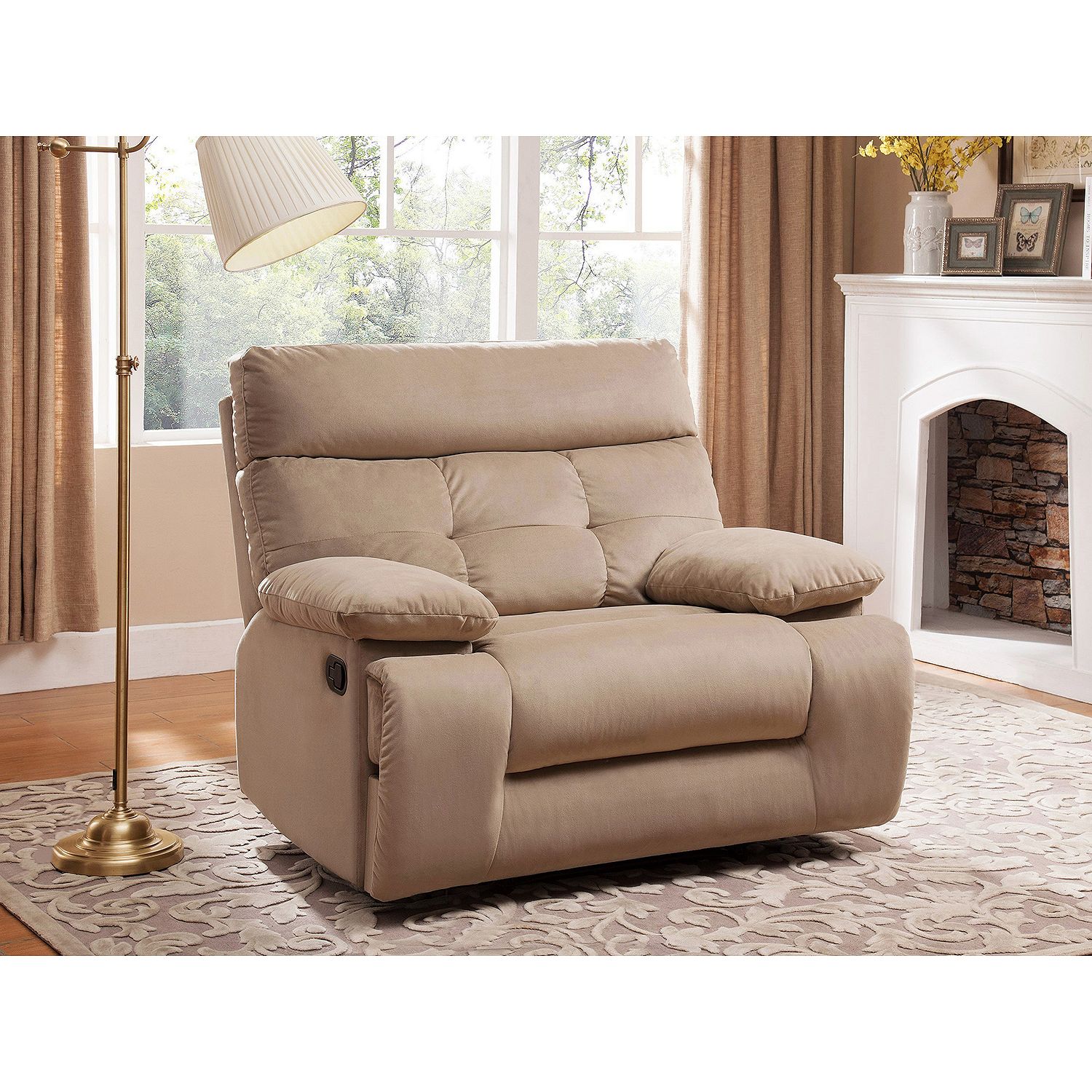 Mercer Oversized Fabric Recliner with Storage and USB/Power