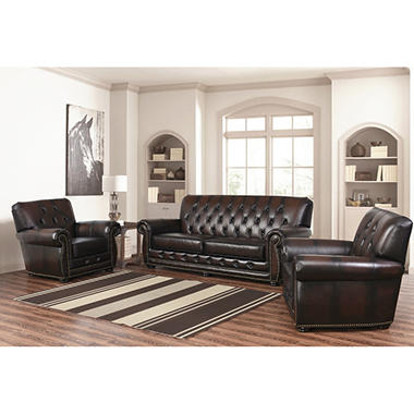 Emily 3 Piece Leather Sofa and Chairs Set